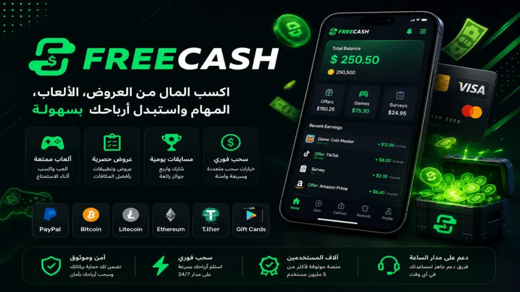 مهام وعروض تربحك المال مع Freecash